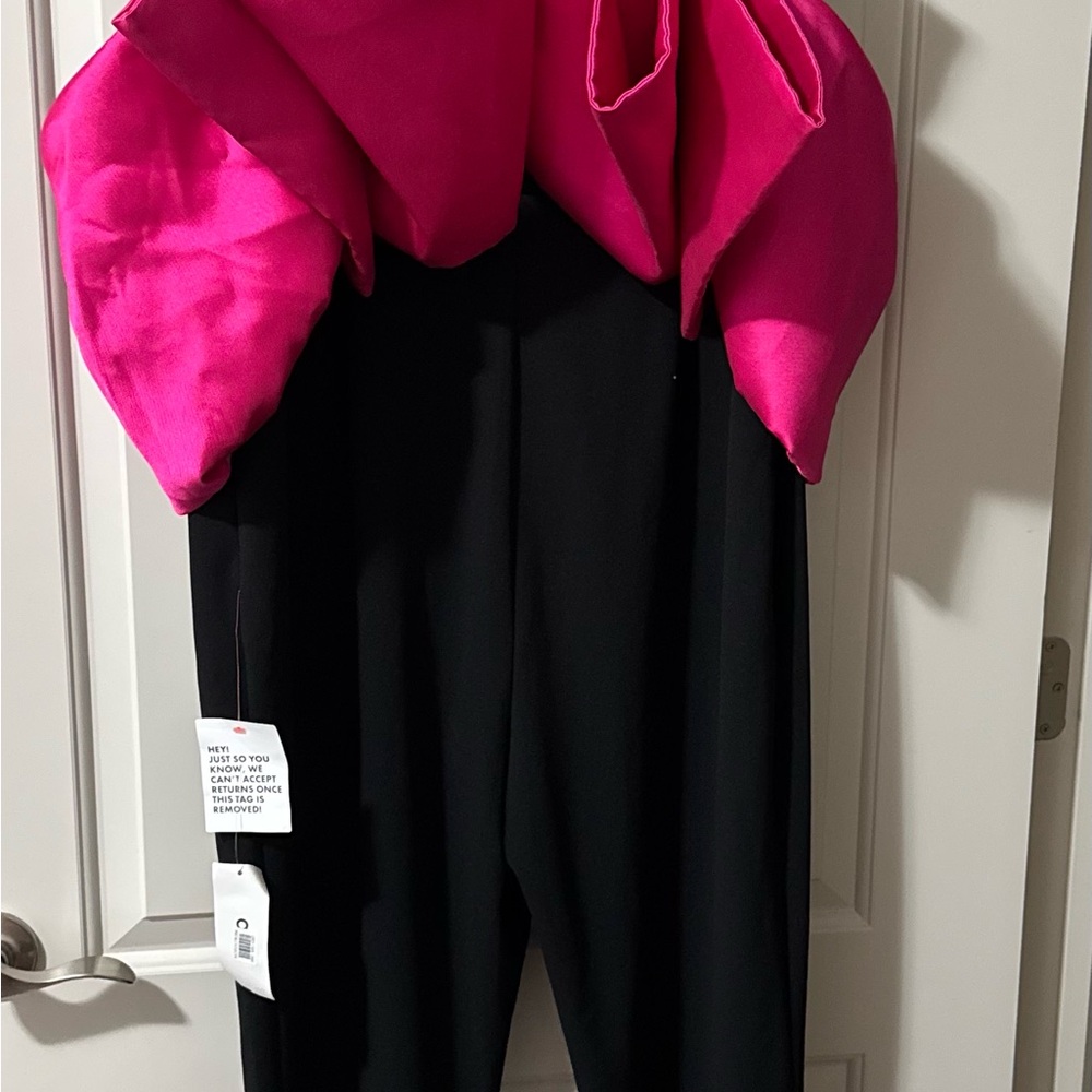 Black Jumpsuit with Fuchsia Bow Back - Picture 7 of 7